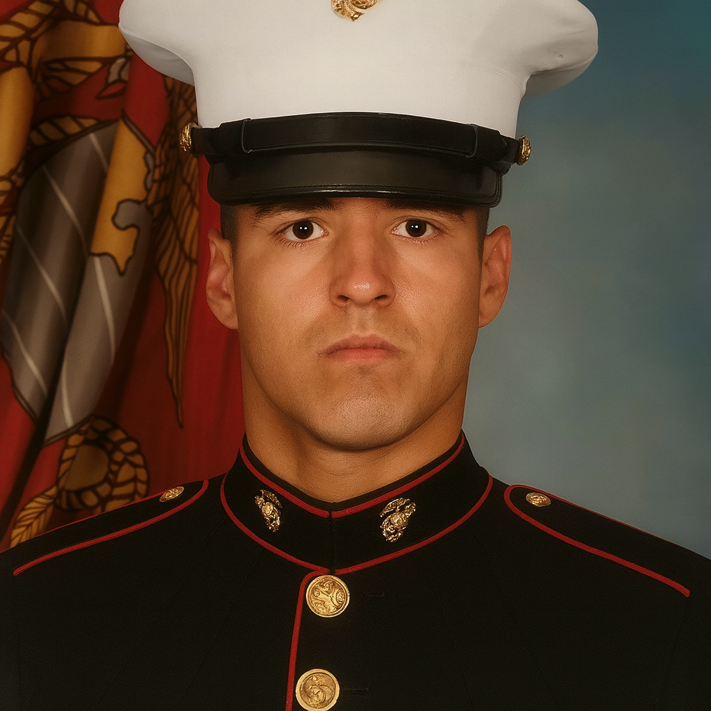 Official United States Marine Corps portrait in dress uniform